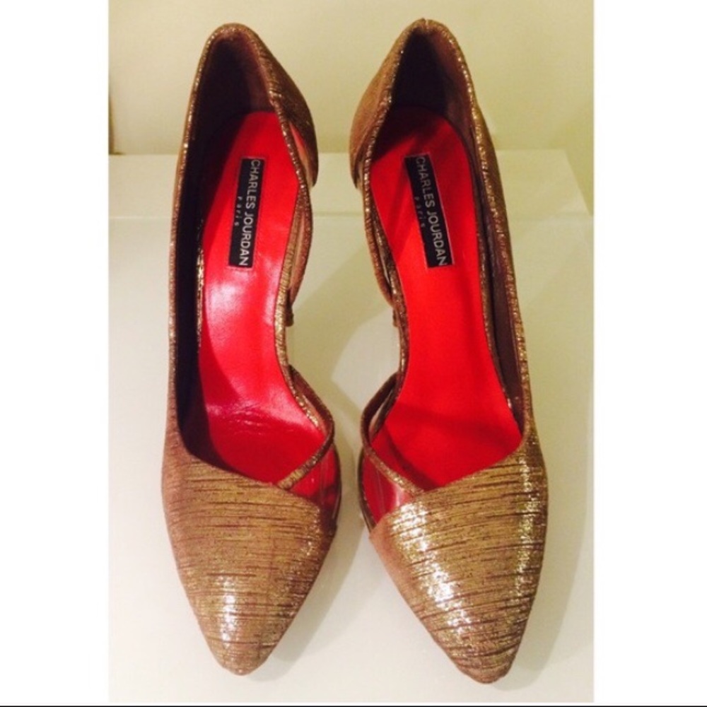 Charles Jourdan Gold Heels - Picture 2 of 3
